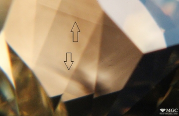 Structural zonality in natural diamond type Ia. Viewing conditions - polarized light, nicknames +.