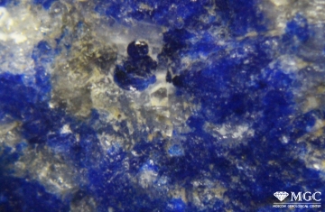 The structure of dark blue fine lapis lazuli, the deposit Malo Bystrinskoe, Irkutsk region. View Mode - reflected light