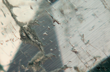 Two-phase inclusions in emerald, Ural. View Mode - Reflected Light